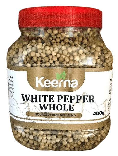 KEERNA SPICES CEYLON WHITE PEPPER WHOLE 400 GR (1 in a box)