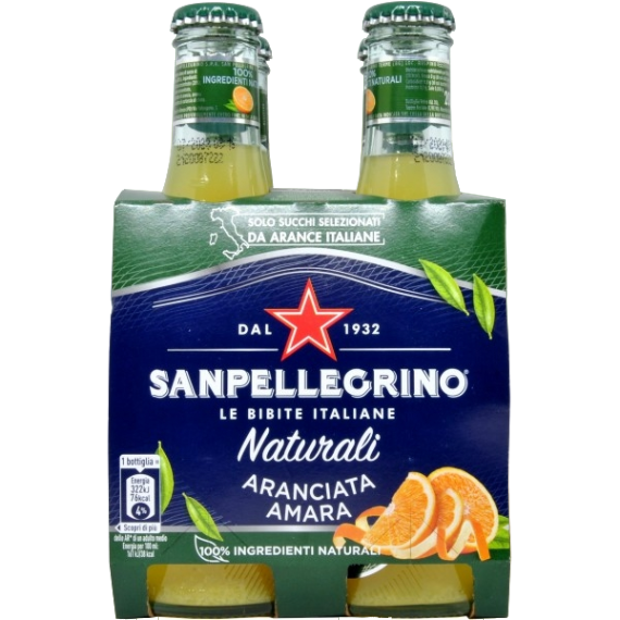 SAN PELLEGRINO ARANCIATA AMARA GLASS 20 CL X4 (6 in a box)