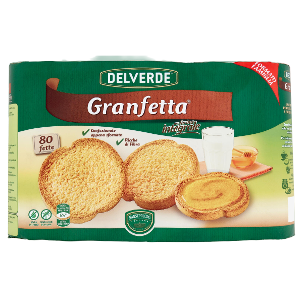 DELVERDE GRAN FETTA BAKERY RUSKS WHOLEMEAL FETTE BISCOTTATE INTEGRALI X80 600 GR (5 in a box)