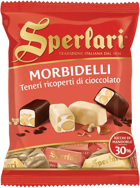 SPERLARI PRALINES TORRONCINI MORBIDELLI SOFT COVERED CHOCOLATE 117 GR (45 in a box)