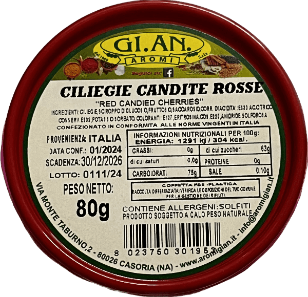 GI. AN. AROMI CRYSTALLIZED CHERRIES 80 GR (24 in a box)