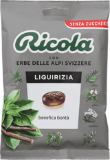 RICOLA CANDY SUGAR FREE LIQUORICE BAG 70 GR (12 in a box)