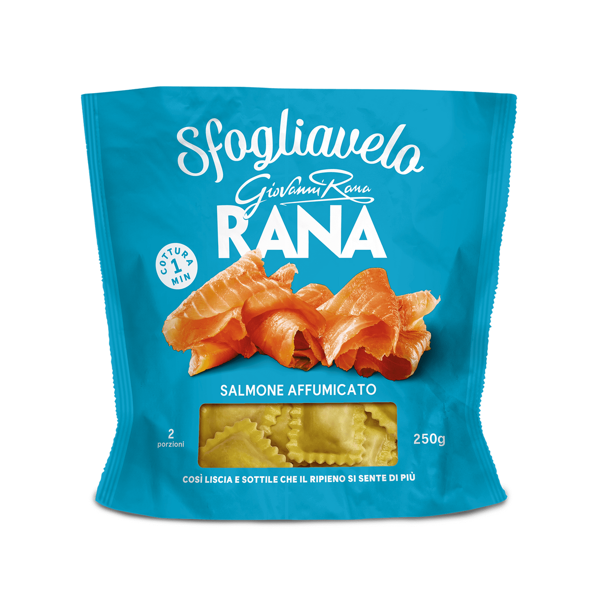 RANA SFOGLIAVELO STUFFED PASTA RAVIOLI WITH SMOKED SALMON 250 GR (4 in a box)
