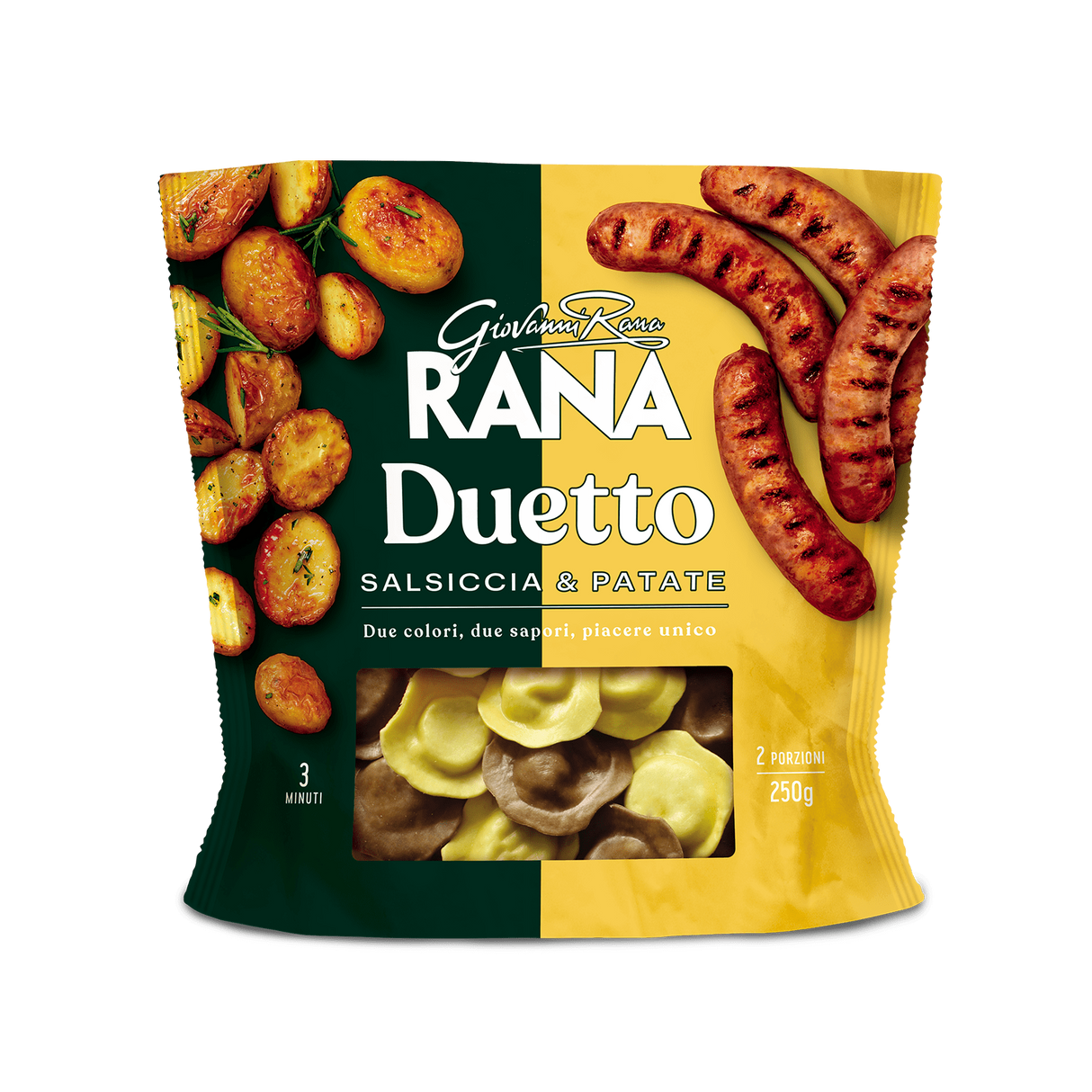 RANA DUETTO STUFFED PASTA RAVIOLI WITH SAUSAGE & POTATOES 250 GR (4 in a box)