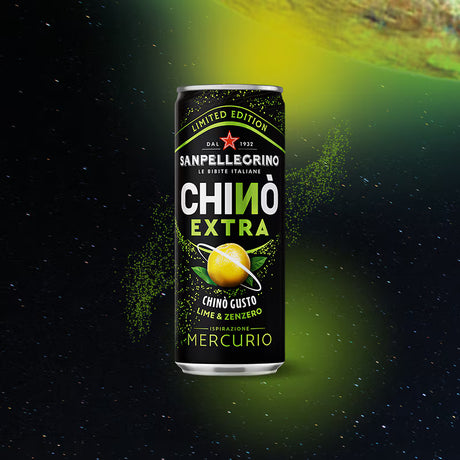 SAN PELLEGRINO CHINO' CHINOTTO EXTRA MERCURIO LIME & GINGER CANS 330 ML (24 in a box) - LIMITED EDITION