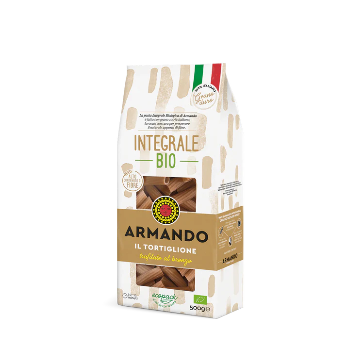 ARMANDO PASTA WHOLEMEAL ORGANIC IL TORTIGLIONE 500 GR (12 IN A BOX)
