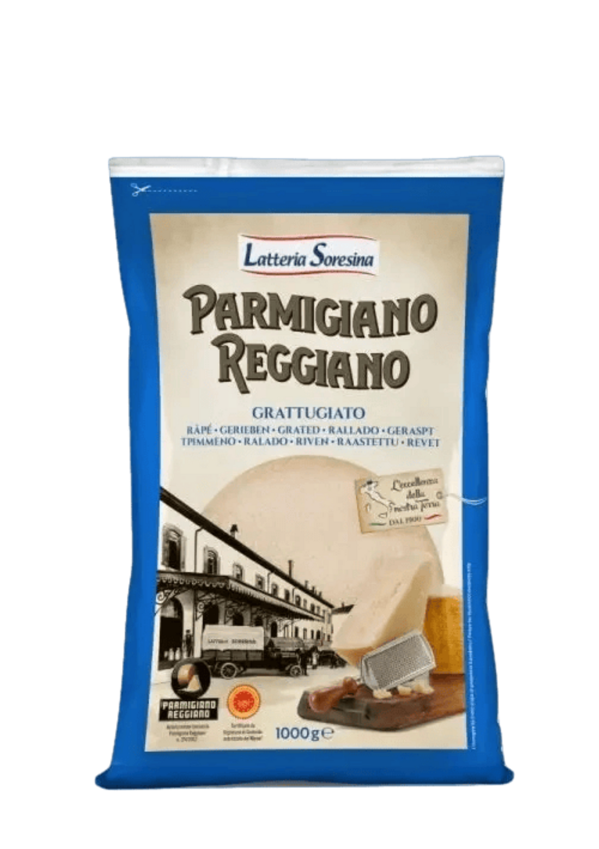 SORESINA CHEESE PARMIGIANO REGGIANO D.O.P. GRATED 1 KG (1 in a box)