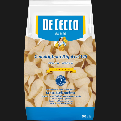 DE CECCO PASTA DI SEMOLA FORMATI SPECIALI CONCHIGLIONI RIGATI N.126 500 GR (12 in a box)