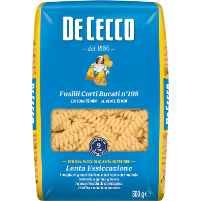 DE CECCO PASTA DI SEMOLA FUSILLI CORTI BUCATI N.198 500 GR (24 in a box)