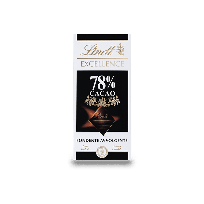 LINDT EXCELLENCE CHOCOLATE BAR DARK EXTRA AVVOLGENTE 78% 100 GR (20 in a box)
