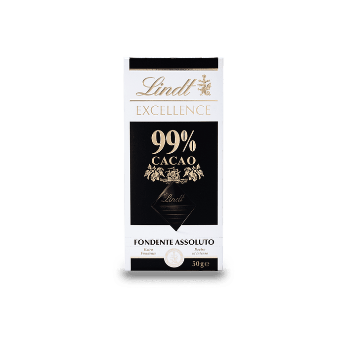 LINDT EXCELLENCE CHOCOLATE BAR DARK EXTRA ASSOLUTO 99% 100 GR (18 in a box)