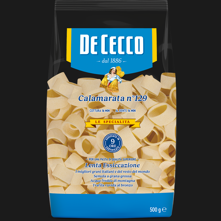 DE CECCO PASTA DI SEMOLA FORMATI SPECIALI CALAMARATA N.129 500 GR (12 in a box)