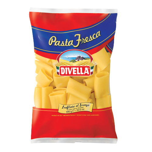 DIVELLA FRESH PASTA TRAFILATA AL BRONZO PACCHERI 400 GR (6 in a box)