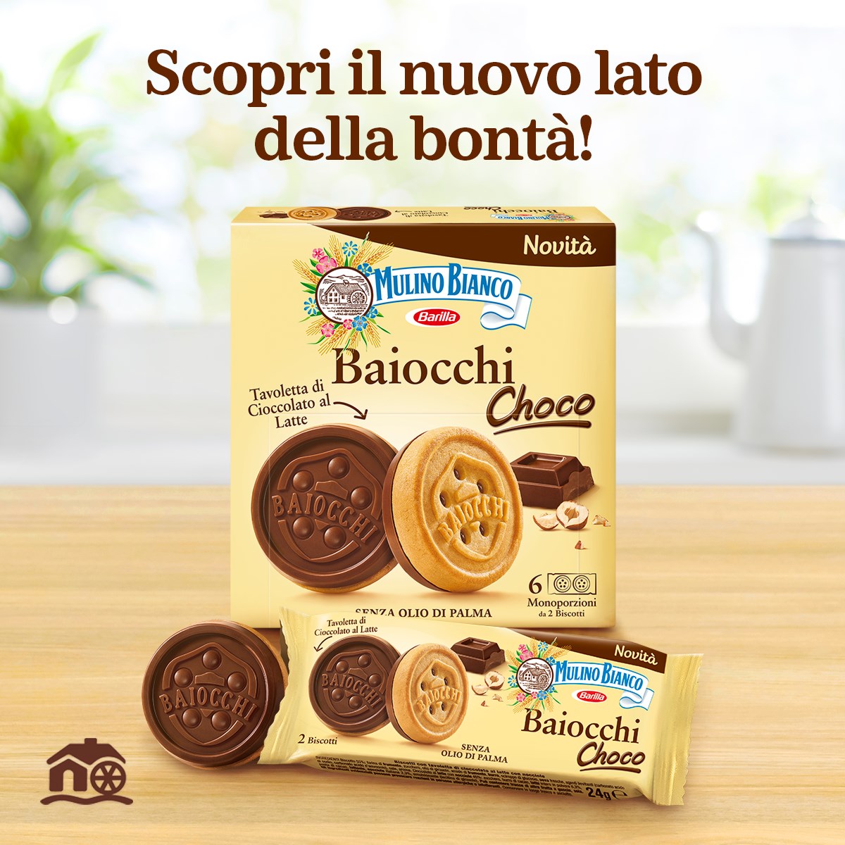MULINO BIANCO BISCOTTI BAIOCCHI CHOCO MULTIPACK X6 144 GR (12 in a box)