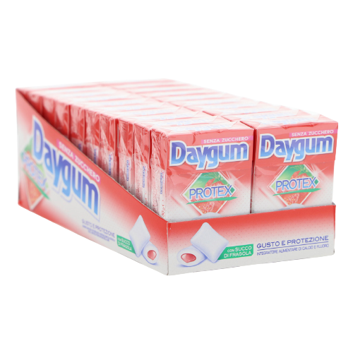 DAYGUM CHEWING GUM PROTEX STRAWBERRY SUGAR FREE 60 GR (20 in a box)