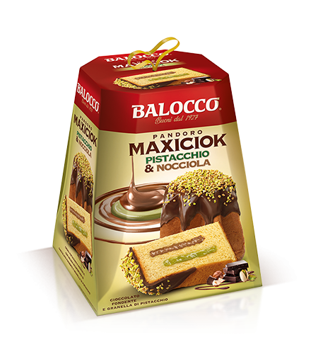 BALOCCO PANDORO MAXICIOK PISTACHIO AND HAZELNUT 800 GR (12 in a box)