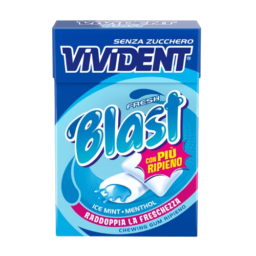 VIVIDENT CHEWING GUM BLAST FRESH BLU SUGAR FREE STICK 30 GR (20 in a box)