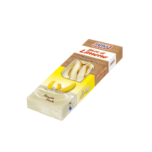 FATINA DRIED FRUITS FILLETS LEMON COVERED WHITE CHOCOLATE 150 GR (16 in a box)