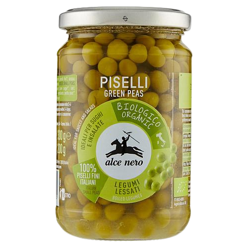 ALCENERO ORGANIC LEGUMES GREEN PEAS IN BRINE 300 GR (12 in a box)