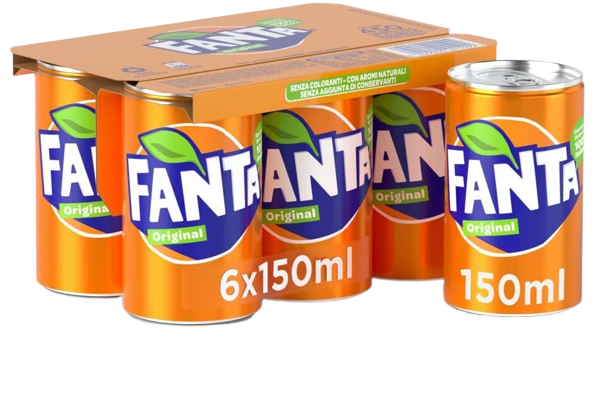 FANTA ORIGINAL ORANGE ARANCIATA CANS 15 CL X6 (4 in a box)