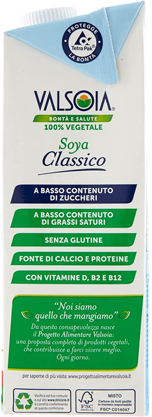 VALSOIA SOYADRINK SOY MILK CLASSIC 1 LT (10 in a box)