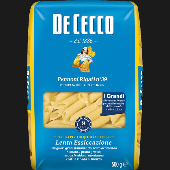 DE CECCO PASTA DI SEMOLA PENNONI RIGATI N.39 500 GR (24 in a box) –   - The best E-commerce of Italian Food in UK