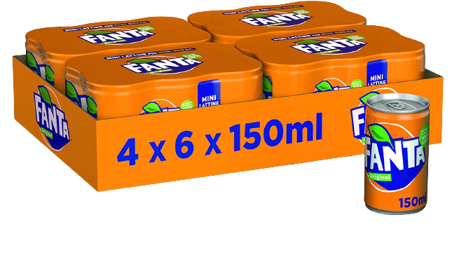 FANTA ORIGINAL ORANGE ARANCIATA CANS 15 CL X6 (4 in a box)