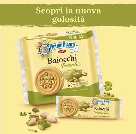 MULINO BIANCO BISCOTTI BAIOCCHI PISTACHIO MULTIPACK X6 168 GR (9 in a box)