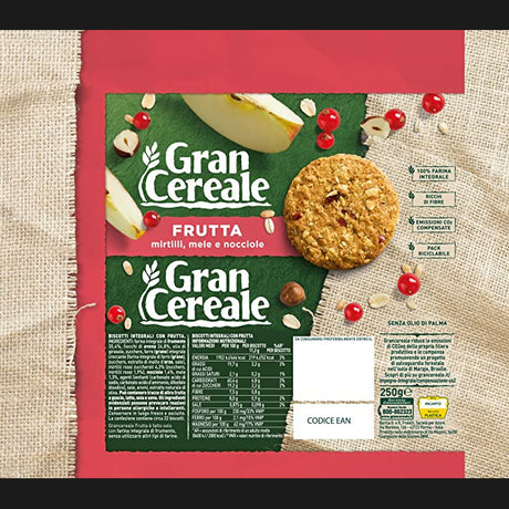 GRAN CEREALE BISCOTTI FRUITS 250 GR (18 in a box)
