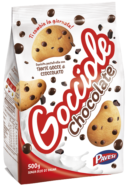 PAVESI BISCOTTI GOCCIOLE CHOCOLATE 500 GR (12 in a box)
