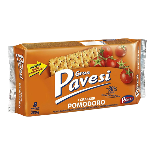 PAVESI CRACKERS TOMATOES X8 280 GR (12 in a box)