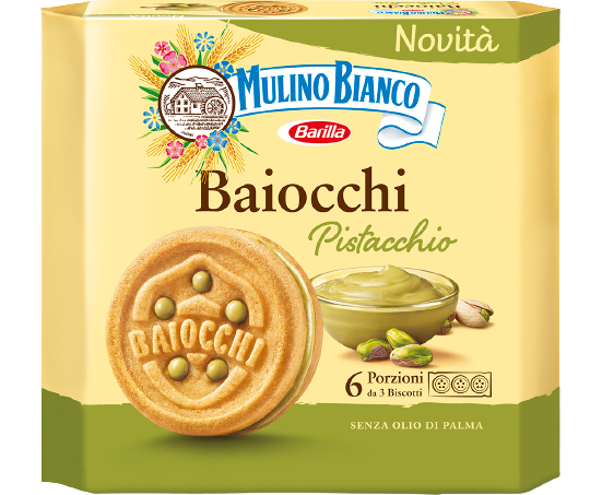 MULINO BIANCO BISCOTTI BAIOCCHI PISTACHIO MULTIPACK X6 168 GR (9 in a box)