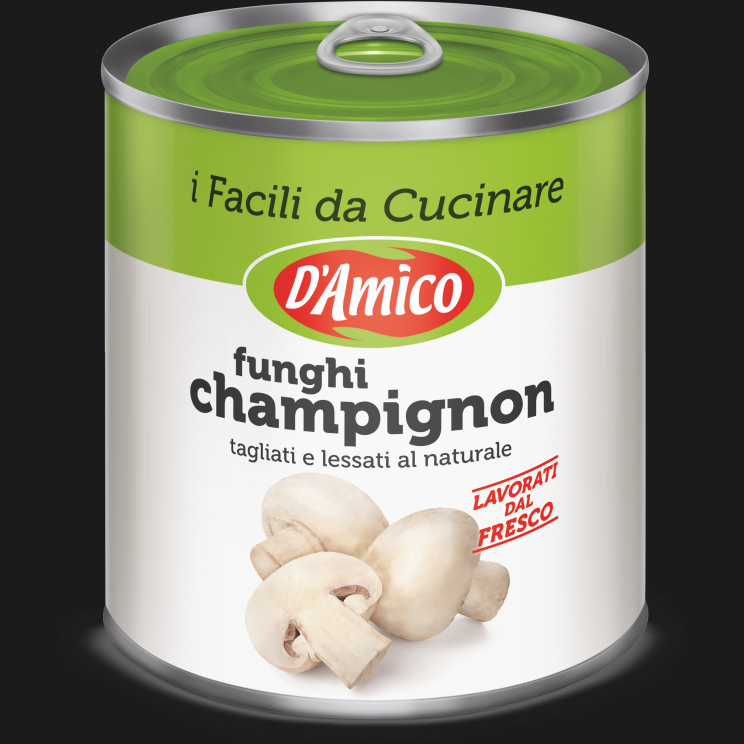 D'AMICO MUSHROOMS CHAMPIGNONS CUT IN BRINE 800 GR (12 in a box)