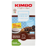 KIMBO COFFEE PODS ESE 44 MM PREMIUM SELECTION ESPRESSO DEK DECAFFEINATO X15 109 GR (8 in a box)