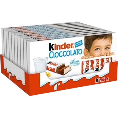 KINDER SNACK BARS CHOCOLATE T.8 100 GR (10 in a box)