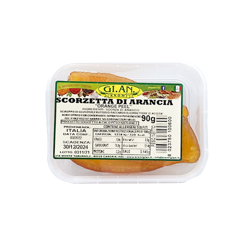 GI. AN. AROMI CRYSTALLIZED SCORZETTA ORANGE 90 GR (12 in a box)