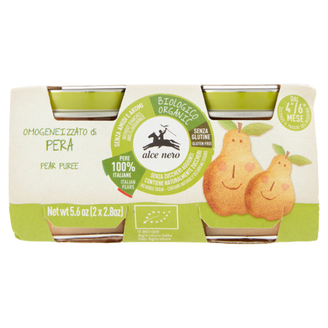 ALCENERO HOMOGENIZED FRUIT PEAR 80 GR X2 (6 IN A BOX)
