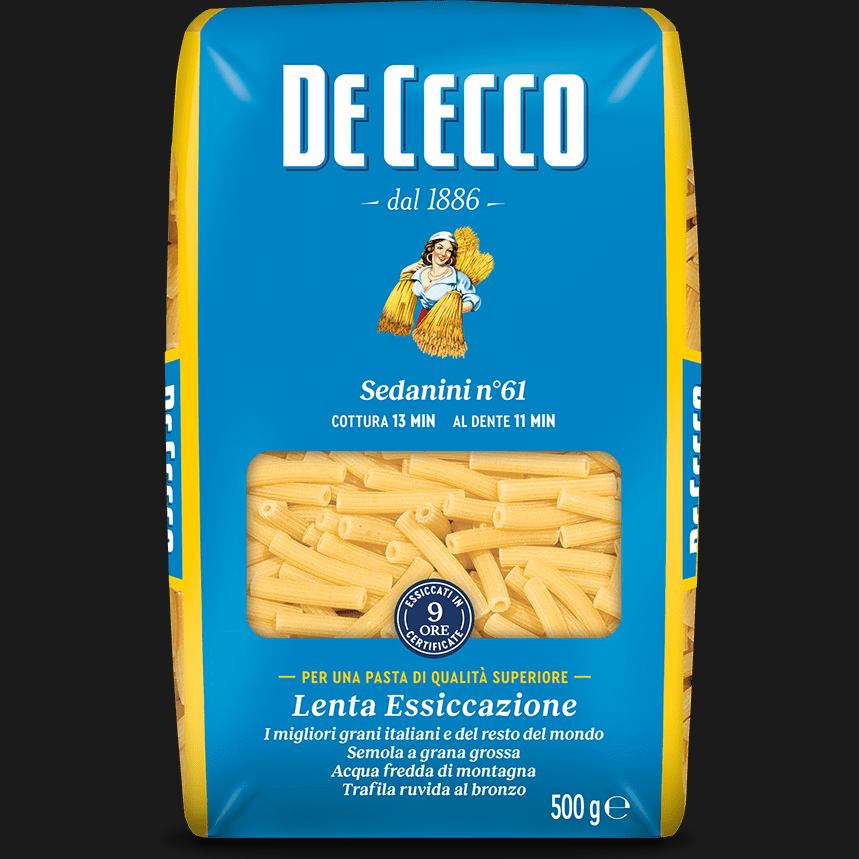 DE CECCO PASTA DI SEMOLA SEDANINI RIGATI N.61 500 GR (24 in a box)
