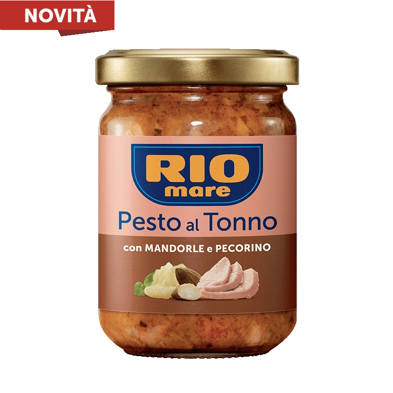 RIOMARE TUNA PESTO ALMONDS AND CHEESE PECORINO JAR 130 GR (12 in a box)