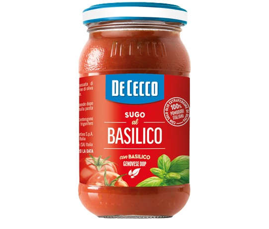 DE CECCO PASTA SAUCE WITH BASIL JAR 200 GR (12 in a box)