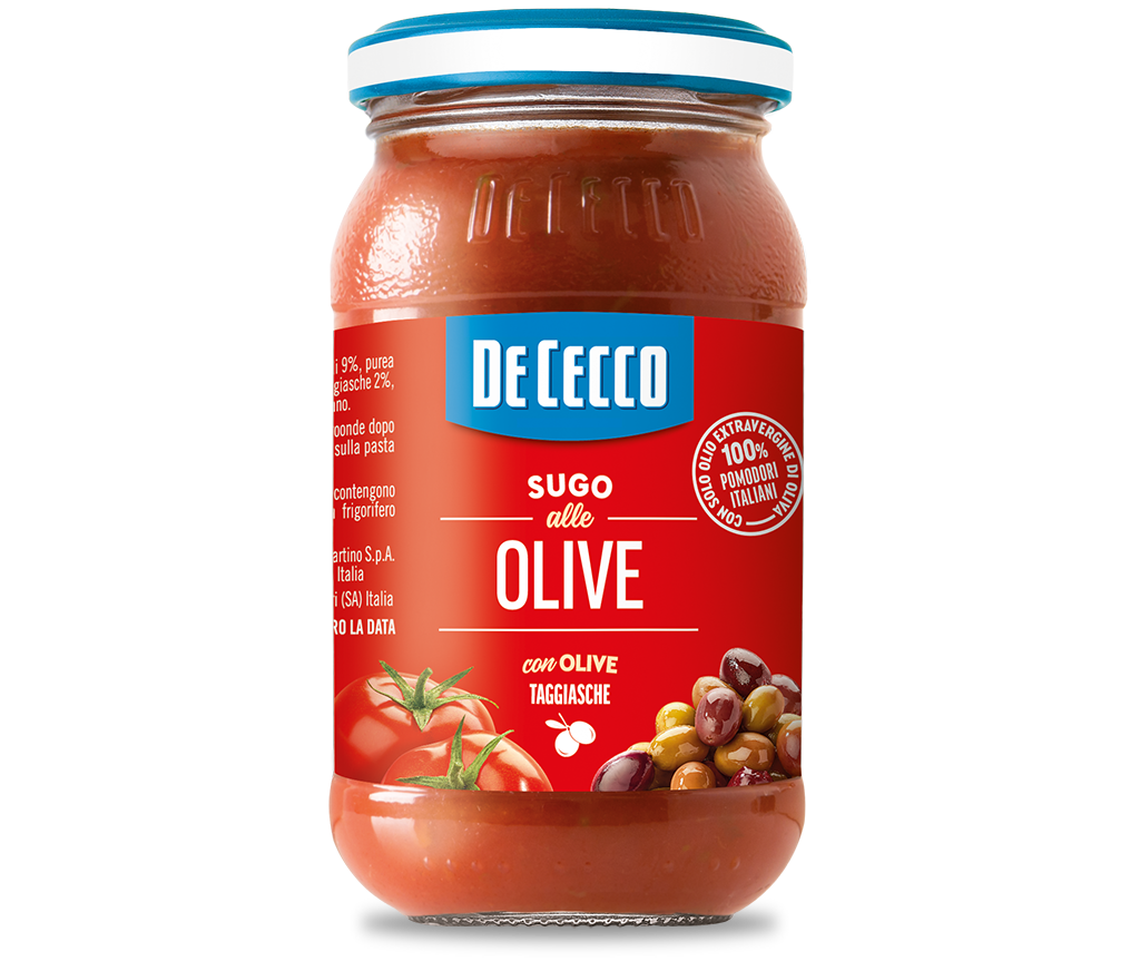 DE CECCO PASTA SAUCE WITH OLIVES JAR 200 GR (12 in a box)
