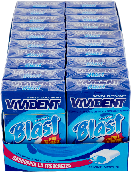 VIVIDENT CHEWING GUM BLAST FRESH BLU SUGAR FREE STICK 30 GR (20 in a box)