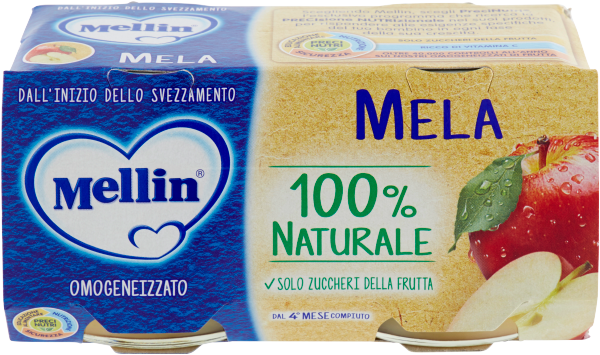 MELLIN HOMOGENIZED FRUIT MELA 100 GR X2 200 GR (12 in a box