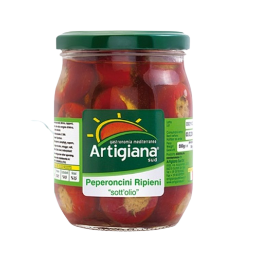 ARTIGIANA SUD PEPPERS STUFFED IN OIL 1 KG (6 in a box)