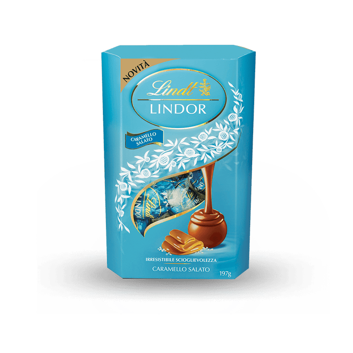 LINDT LINDOR PRALINES CORNET CHOCOLATE SALTED CARAMEL 200 GR (12 in a box)