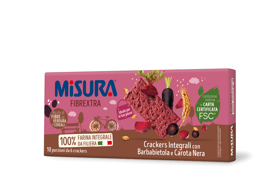 MISURA FIBRE EXTRA CRACKERS WHOLEMEAL BEET AND BLACK CARROTS X10 385 GR (12 in a box)