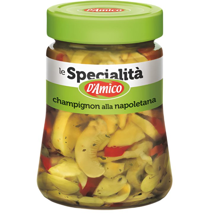 D'AMICO MUSHROOMS CHAMPIGNONS NEAPOLITAN IN OIL 280 GR (8 in a box)