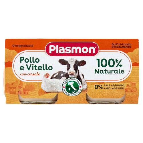 PLASMON HOMOGENIZED MEAT VEAL AND CHICKEN 80 GR X2 (12 in a box)