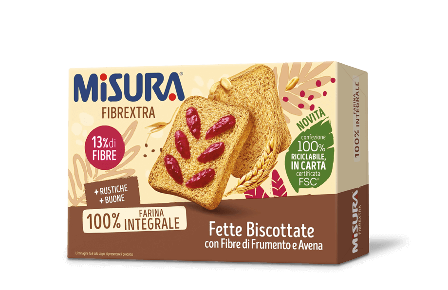 MISURA FIBRE EXTRA BAKERY RUSKS FETTE BISCOTTATE WHOLEMEAL X42 320 GR (12 in a box)