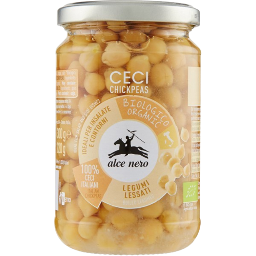 ALCENERO ORGANIC LEGUMES CHICKPEAS IN BRINE 300 GR (12 in a box)